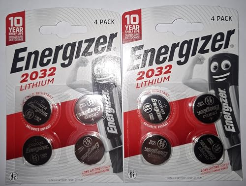Energizer Lot de 8 piles bouton au lithium CR2032 3 V Dl2032 Ecr2032