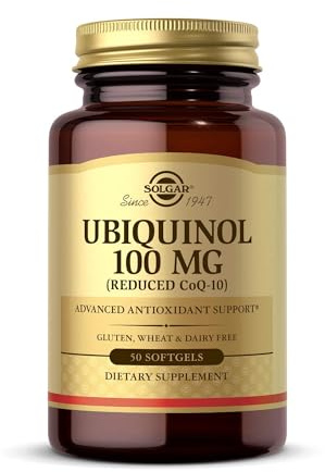 Solgar | Ubiquinol 100 mg | Forma Reducida de Co-Q10 | 50 Cápsulas Blandas | Coenzima reducida Q10 (CoQ-10), sin gluten, sin lácteos, 50 porciones
