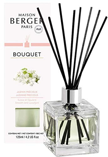 Maison Berger - Bouquet Parfumé Jasmin Précieux - Diffuseur Parfum Maison + 8 Bâtonnets - Diffusion Longue Durée, Douce et Continue - 125ml