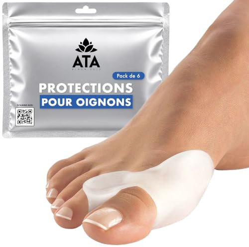 Lot de 3 séparateurs d’orteils en gel silicone – correcteur d’oignon soulage la douleur et réaligne le gros orteil (6 pièces)