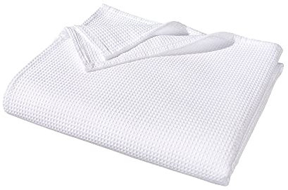 WOHNWOHL® Plaid légère en Coton gaufré (220x240 cm) • Couverture d’été • 100% Coton • Jeté de canapé • Plaid Facile d’Entretien • Couvre-lit • Couleur : Blanc