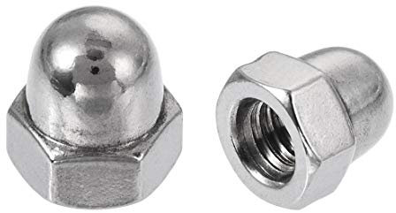Sourcingmap Acorn Hex Cap Nuts - 20Pcs M4 Dome Nuts 304 Stainless Steel Hexagon Decorative Cap Nut for Screws Bolts Silver Tone