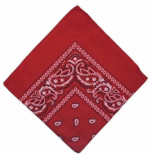 Boolavard Bandana 100% Coton Original Paisley Foulard accessoire Bandeau cheveux Echarpe Mouchoirs Homme Femme (Red)