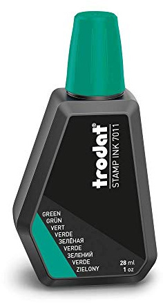 Trodat 7011, Flacone di Inchiostro Verde per la Ricarica dei Tamponi o Cuscinetti, 28 ml, Inchiostro a Base d'Acqua per Timbrare Documenti, Impronte Pulite e Nitide, Tappo Richiudibile