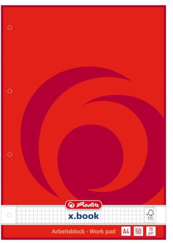 Herlitz 215434 Arbeitsblock x.book DIN A4, 50 Blatt, kariert