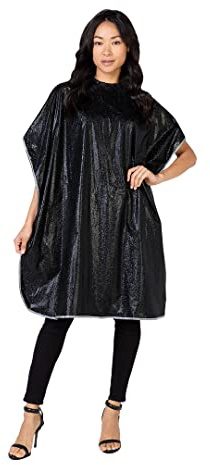 Betty Dain Hair Stylist Shampoo Cape, Waterproof and Stain Resistant Vinyl, Soft Nylon Neckband, Classic Black Color Design, Touch-and-close Fastener, 36 x 54 inches, Black