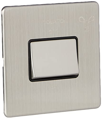 AET SLFISBS 10 A 3 Pole Screwless Fan Isolator with Black Insert Metal Rocker Switch