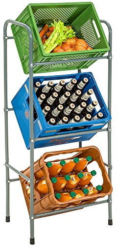 tectake® Getränkekistenregal, Stabiles Standregal, Kistenregal, Kisten Regal, Kastenregal für Getränke, für Küche, Regal Keller, Vorratsregal, Belastbarkeit pro Kasten 40kg (für 3 Kästen)