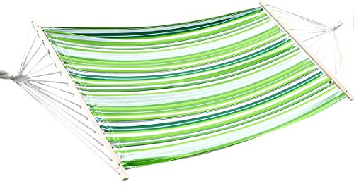ALEOS. Hängematte 120x200cm GRÜN gestreift aus Baumwolle