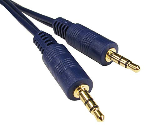 World of Data 2m 3.5mm Jack Cable - 24k Gold Plated - Shielded - Audio - Stereo - Male to Male | BLUE