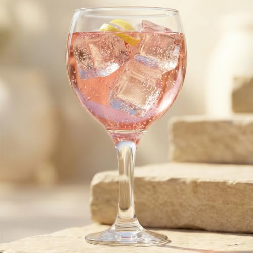 LAV 6X Clear 645ml Misket Gin Balloon Glasses - Large Long Stem Bowl Shaped G&T Cocktail Drinking Copa Tonic Glass Gift Set
