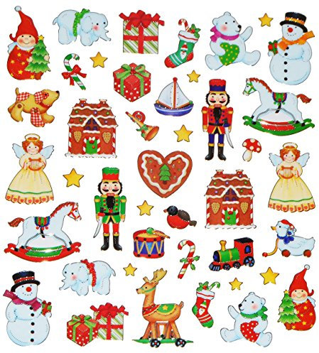 alles-meine.de GmbH 41 TLG. Set Aufkleber/Sticker - Lebkuchen Schneemann Nußknacker Weihnachtsbaum Weihnachten Winter Schnee Geschenke - Weihnachtssticker - Weihnachtsaufkleber
