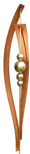 Gartendekoshop24 – Gartendeko Roststab, Skulptur, Stecker 200 cm aus Edelrost, für draußen. Edler Gartenstab mit 4 Edelstahlkugeln, handgemacht aus Rost, Metall. Wetterfester Roststab.
