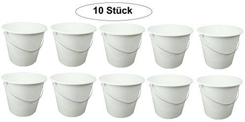 HRB Haushaltseimer, Putzeimer mit Metallbügel, 10 Liter (Weiß, 10 Stück)