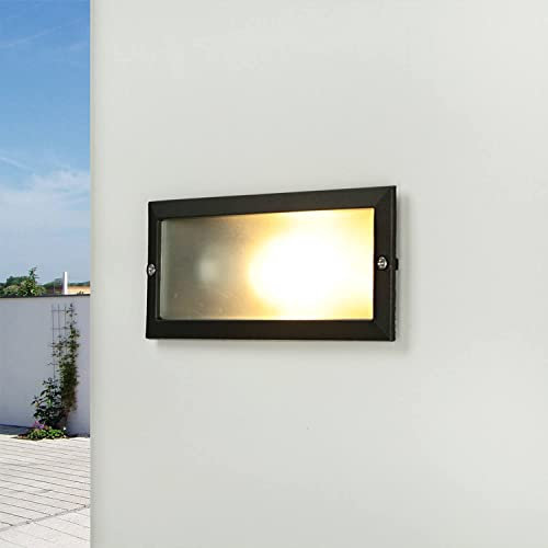Licht-Erlebnisse Lampada da incasso per esterni vetro alluminio antracite IP65 terrazza giardino A: 23 cm E27 max 18W lampada da parete marittima allungata a basso abbagliamento balcone INA