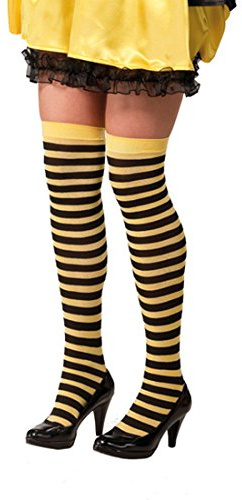 6 8570 # Damen Overknee Bienen Strümpfe Bienchen