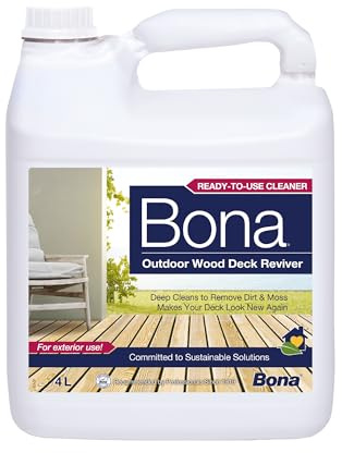 Bona Líquido limpiador y reviver de madera para exteriores, botella de 4 litros