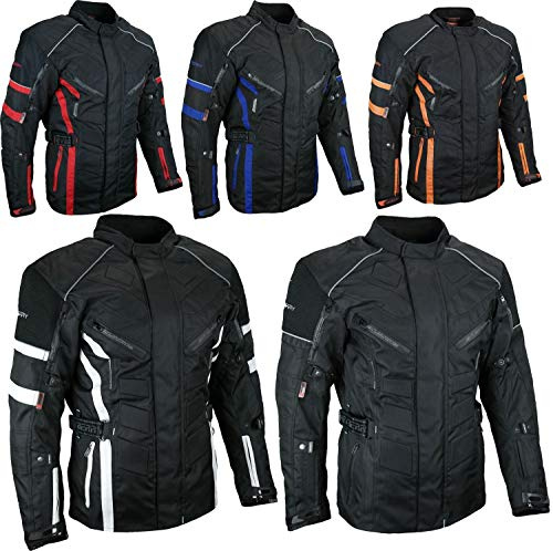 HEYBERRY Herren Touren Motorradjacke Textil Schwarz Rot Orange Blau Weiß