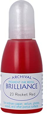 Tsukineko Brilliance Refill Nachfülltinte - 15 ml - Rot, Rocket Red - Zubehör Reinker für Brilliance Stempelkissen