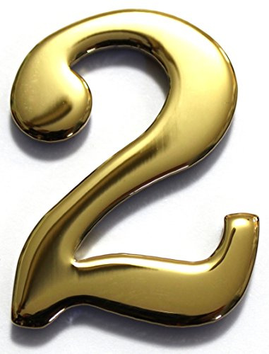 2 Solid Brass Mailbox Number #2 / Better Box Mailboxes Two Inch Tall Numbers with 3M Peel and Stick Auto Grade Adhesive - Clear Coat Sealed Weatherproof BN2