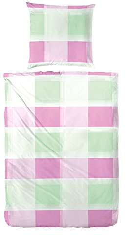 Enrico Coss Baumwoll-Seersucker Bettwäsche Karo pink 1 Bettbezug 155 x 220 cm + 1 Kissenbezug 80 x 80 cm
