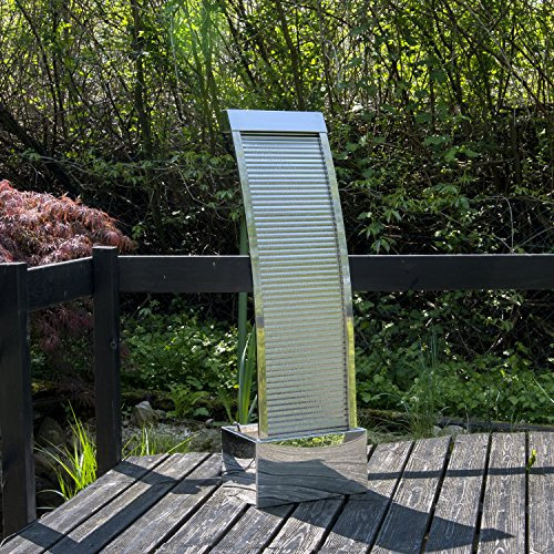 Köhko Terrassenbrunnen 23013 aus Edelstahl Höhe ca. 110 cm Wasserspiel Gartenbrunnen mit LED-Beleuchtung Variation-1
