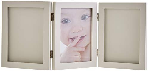 My Sweet Memories, bildram tre delar med gipsavtryck och foto för baby fotavtryck eller handavtryck, taupe