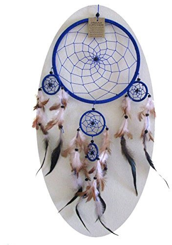 Simandra Original handgefertigter Traumfänger – hängender Dreamcatcher aus natürlichen Materialien handgefertigt ca. 50 cm lang, Durchmesser größter Ring 16 cm