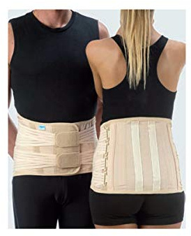 TIELLE CAMP - Corsetto Semirigido Lombosacrale Con Rinforzi Paravertebrali E 4 Tiranti Pelvici (Unisex) - H Cm 28 - Large