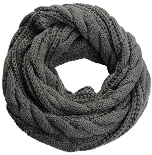 NEOSAN Womens Thick Ribbed Knit Winter Infinity Circle Loop Scarf, Twist Charcoal