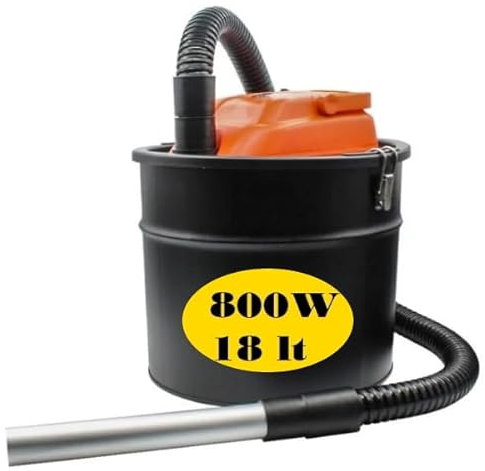 GrecoShop Aspiracenere 800W 18 LT con Filtro HEPA per Cenere di Camini, Stufe a Legna o Pellet (Cod. 5994)
