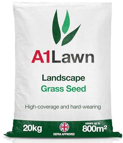 A1 Lawn Landscape Grass Seed, Hard Wearing, Fast Growing, DEFRA Certified | 20kg, covers up to 800m2, DEFRA Certified, High Coverage, Child & Pet Friendly, Creeping Red Fescue