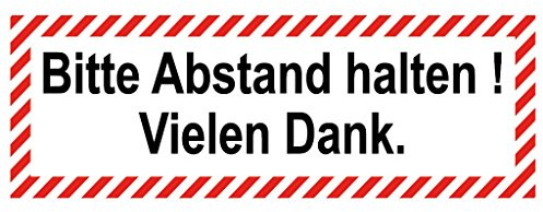 wall-art-design 1 Stück Bitte Abstand halten. Vielen Dank. Aufkleber - 200x70 mm, selbstklebend, Kratz und Wetterfest
