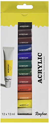 Rayher 38925000 Set d'artiste acrylique couleurs 12 couleurs 2.6 x 1 05 x 0.21 cm