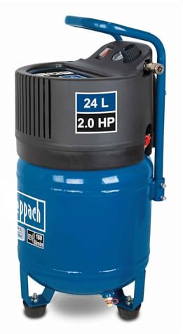 Scheppach Druckluft Kompressor HC24V Luftkompressor stehend mit Tragegriff | 24L Kessel | 1500W Leistung | 10 bar Arbeitsdruck | 180L/min Ansaugleistung | ölfrei & wartungsarm | inkl. Manometer
