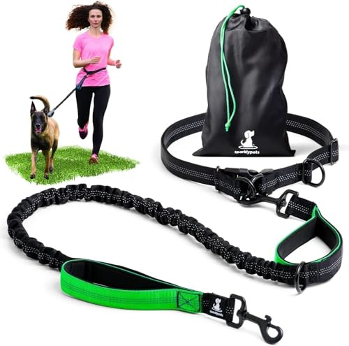 Laisse mains libre pour chien grande et moyenne taille – laisse anti-traction avec coutures réfléchissantes pour chien - accessoire chien pour le jogging, la marche à pied, la randonnée, l’escalade