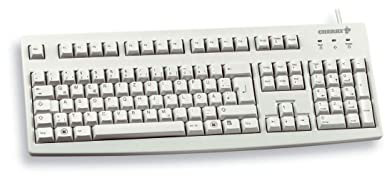 CHERRY G83-6105, Kabelgebundene Tastatur für Industrieanwendungen, Deutsches/Kyrillisches Layout (QWERTZ), Abriebfeste Tasten, Leicht zu Reinigen, Hellgrau