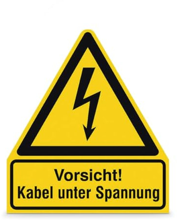 Betriebsausstattung24® Warn-Kombischild Vorsicht! Kabel unter Spannung Gröߟe 29,70 cm x 41,00 cm Aluminium geprägt