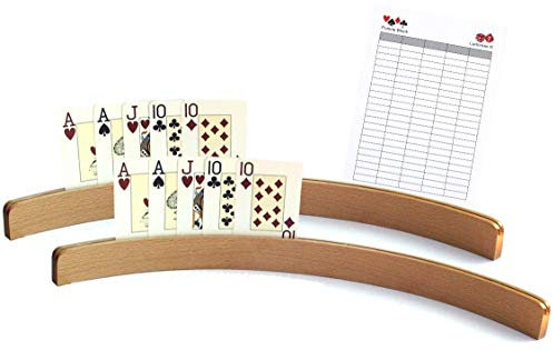 Ludomax Lange Holz - Kartenhalter, 50cm (ohne Spielkarten) - Zweierpack inklusive Spielblock
