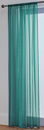 John Aird Lucy Woven Voile Slot Top Curtain Panels (Teal, 58 Wide x 48 Drop)