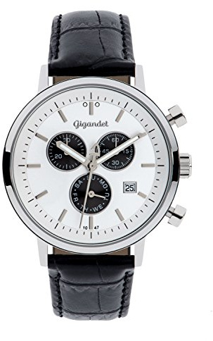 Gigandet Classico Herren-Armbanduhr Chronograph Quarz Analog Lederarmband schwarz G6-002