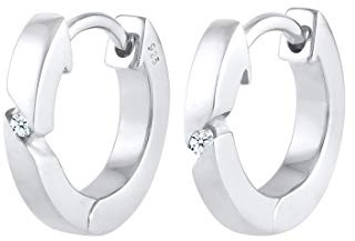 Elli DIAMONDS Ohrringe Damen Creolen Basic mit Diamant (0.03 ct.) in 925 Sterling Silber