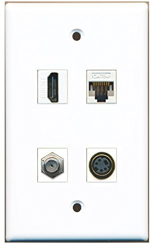 RiteAV - Cavo coassiale HDMI 1 porta TV-tipo F 1 porta S-Video 1 porta Cat5e Ethernet bianco