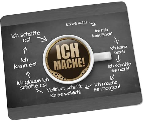 Crealuxe Mousepad personalisiert - Ich Mache! - Mauspad mit Motiv, Spruch oder Wunschtext – Mousepad für Büro/Gaming – Geschenkartikel Computerzubehör – optional mit Namen oder Foto