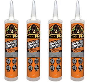Gorilla 8010001-4 Heavy Duty Construction Adhesive, 9 oz, White, (Pack of 4), 4 Pack