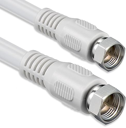 Câble d'antenne SAT de 10 mètres, blindé (2 conducteurs), connecteur F > connecteur F (blindé), blanc, F-F, 85 dB