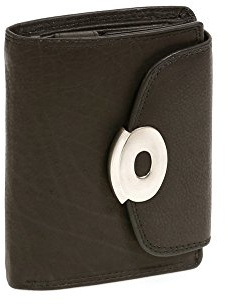 LEAS Damenbörse mit Druckknopf Echt-Leder, schwarz 13x10x3,5cm (LxBxH) Ladies-Collection
