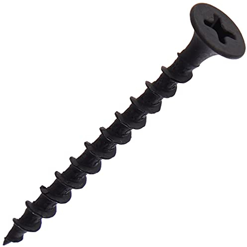 Merriway BH02575 (50 Pcs) Phillips Grip Tite Bugle Head Drywall Screw, Black Phosphate 3.5 x 42mm (No. 6 x 1.5/8 inch) - Pack of 50 Pieces