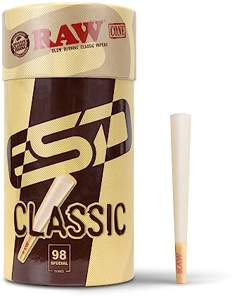 Raw Cones Classic 98 Spezial | 100 Stück | Natürliches, vorgerolltes Blättchen mit Tipps und Packstäbchen im Lieferumfang enthalten