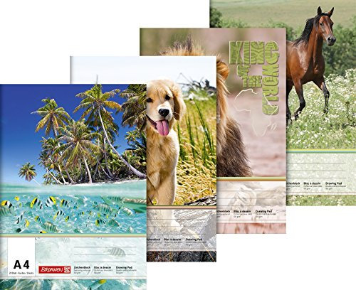 Brunnen 1047914 Zeichenblock (A4, 100 g/m², 20 Blatt) Tiermotive